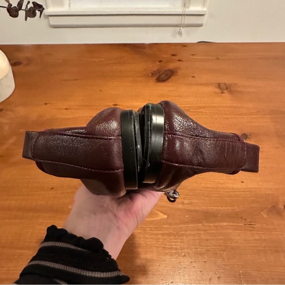 Zara burgundy LEATHER LACE-UP BALLET FLATS - Picture 7 of 10